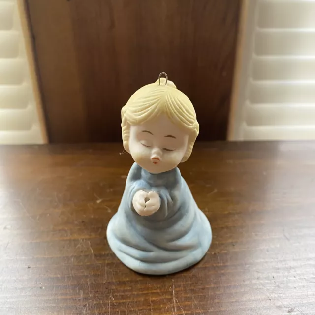 Vintage Giftco Morehead Bisque Porcelain Praying Angel Bell Hand Painted 3.25"