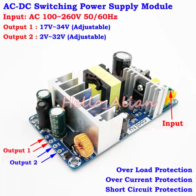 AC-DC Converter AC 110V 220V 230V to DC 5V 12V 24V Adjust Switching Transformer