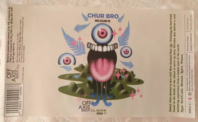 Craft Can Beer Wrap -  Cur Bro - Off Axis Brewery - UK
