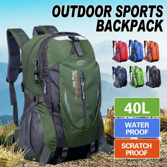 40L Large Waterproof Hiking Camping Bag Travel Backpack Outdoor Luggage Rucksack