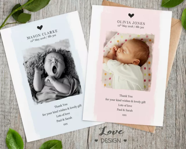 10 x Personalised Thank You Cards ~ Baby Boy or Girl Birthday Christening (B3)