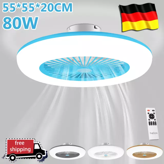 80W Deckenventilator Beleuchtung Timer Leiser Wohn LED Zimmer Schlaf Lüfter LED