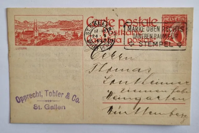 Schweiz Bild-Postkarte LUZERN - St. Gallen nach Weingarten Deutschland 1925