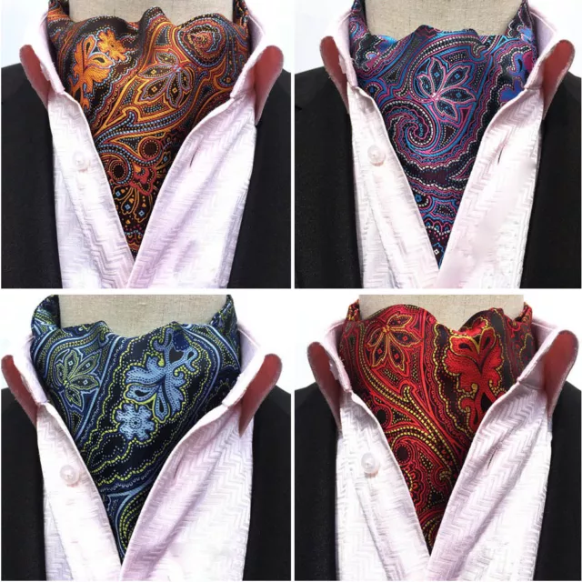 Mens Fashion Paisley Floral Long Scarves Cravat Ascot Neck Ties Gentleman New