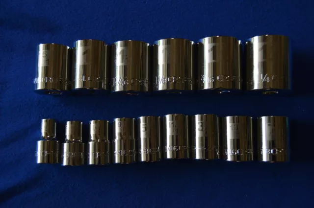 Craftsman Laser Etched 15 PC 1/2" Drive SAE 6 PT Sockets 3/8"-1 1/4"  476