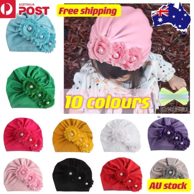 Infant Baby Beanie Turban Hat Girls Flowers Cap Newborn Head Wrap Kids Headband