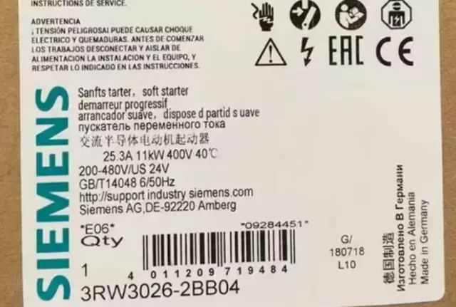 NEW SIEMENS 3RW3026-2BB04 Motor Starter