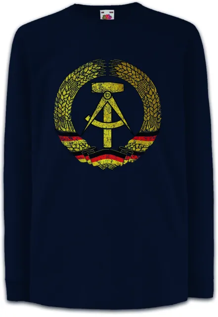 DDR SYMBOL Kinder Langarm T-Shirt Ostzone Logo GDR Flag Banner Eastern Germany