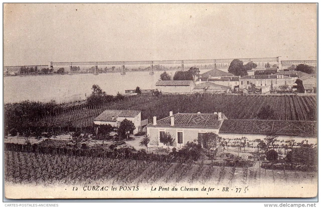 33 CUBZAC LES PONT - vue sur le pont du chemin de fer