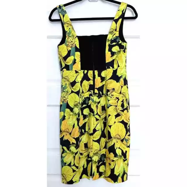 ALICE + OLIVIA Floral Print Yellow Fitted Corsage Mini Dress Size 2 2