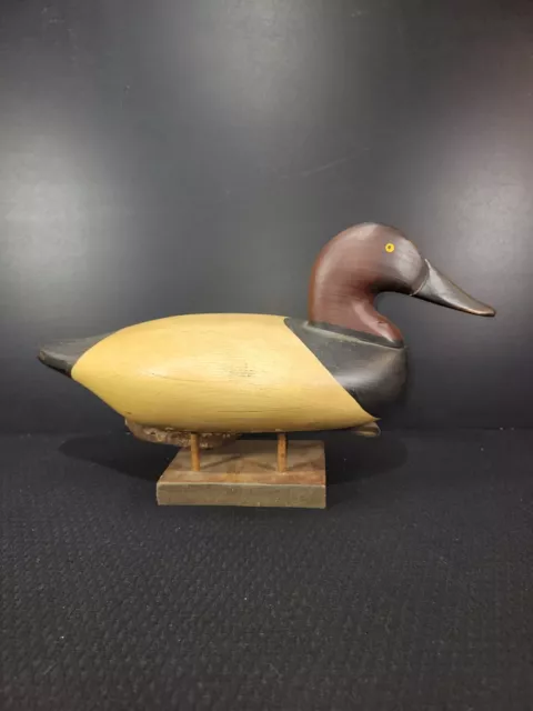 Vintage Original Decoy Wood Carved Canvasback Drake Duck Signed Parker