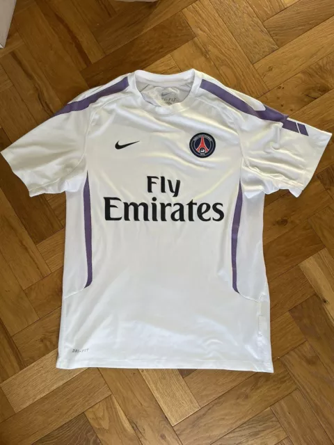 Mens PSG Paris St Germain Nike Rare Training Shirt Medium M Pre Match White