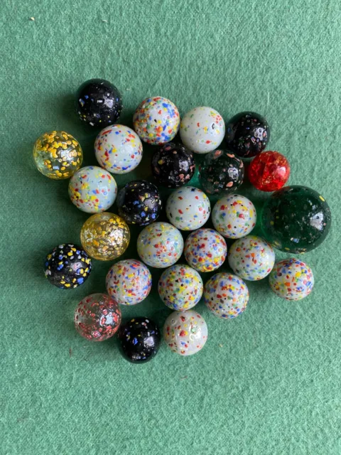 Lot of 26 Confetti Speckled Marbles