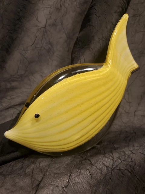 Beautiful hand blown Yellow Fish made from Recycled Glass from Two's Company.
