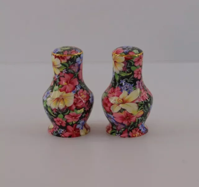 Rare Royal Winton Chintz Florence Salt Pepper Shakers Floral English Porcelain
