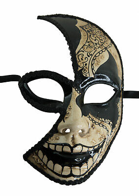 Mask from Venice Face Luna Death Black White Skull Sugar Calavera 2116 V37