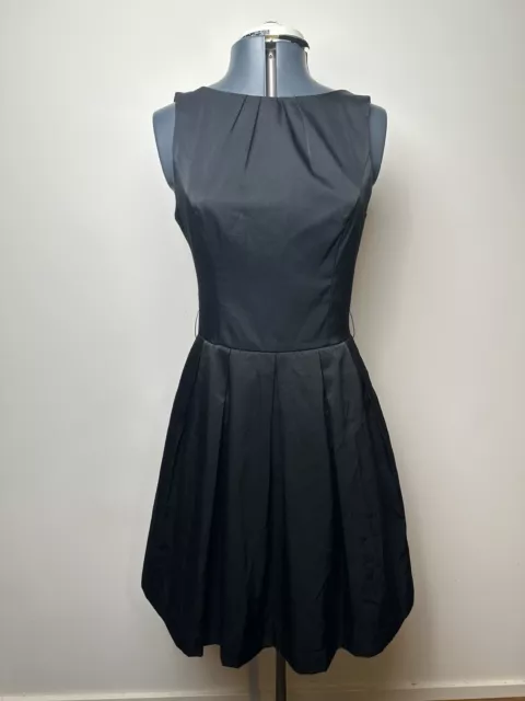 Cue Black A Line Sleeveless Corporate Dress w/ Pockets & Front Pleats - Size 10