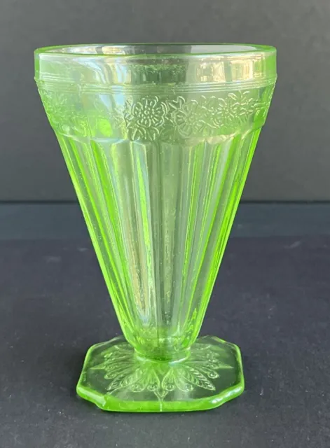 Vintage Jeannette Green Depression Glass Footed Ice Tea Tumbler Decor Cup