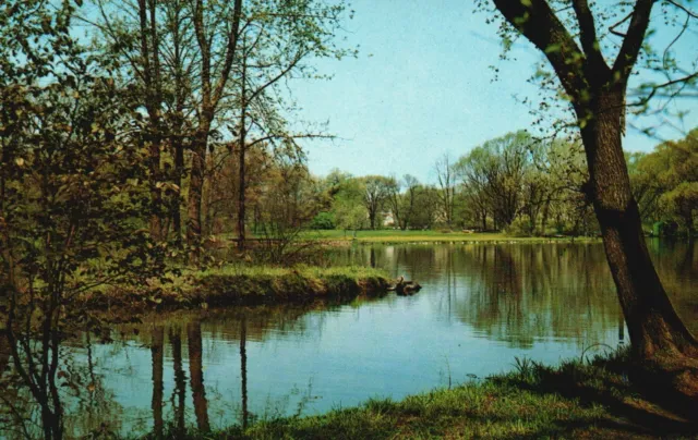 Postcard IL DeKalb Lagoons Northern Illinois University Campus Vintage PC H2224