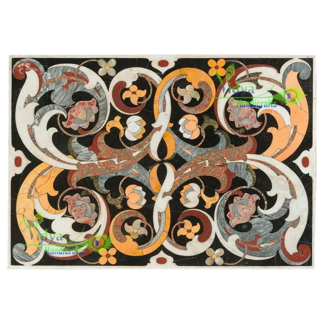 42"x60" Marble Table Top Dining Table Multi Stone Inlay Marquetry Art Home Decor