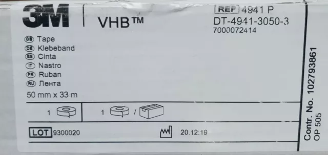 3M VHB doppelseitiges Hochleistungs-Klebeband 4941P, grau, 50 mm x 33 m x 1,1 mm 2