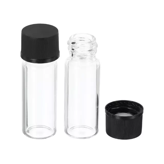 2mL Reagent Glass Storage Bottle 24Pcs Round Plastic Screw Cap Lab Home Clear