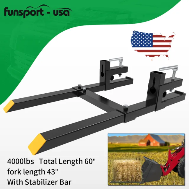 4000lb 60" Bucket Forks Skid Steer Loader Quick Attach Clamp Tractor Pallet Fork