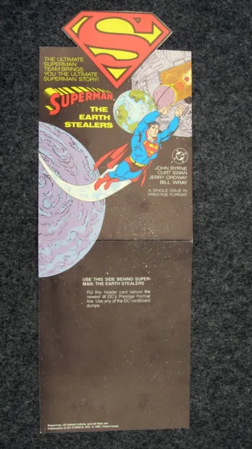 Superman: The Earth Stealers Dc Comics Display Rack Shelf Talker**1987**Rare**