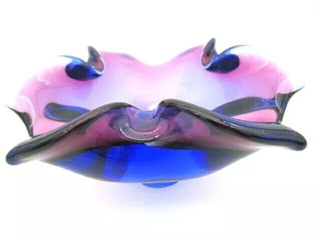 Purple and blue art glass bowl dish freeform Sommerso Chribska 3