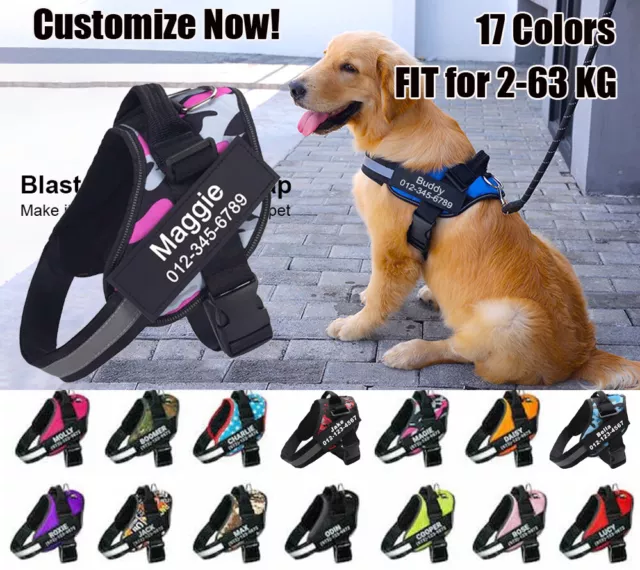 Personalized Dog Harness NO PULL Reflective Breathable Puppy Vest Padded Handle