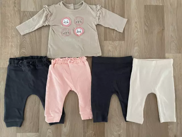 Baby Girl 0-3 months George Bundle Leggings Soft Trousers Long Sleeve Top