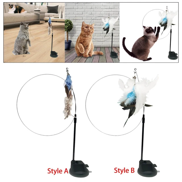 Jouet interactif de Simulation d'oiseau pour chat, avec Super ventouse,  plume d'oiseau pour chaton