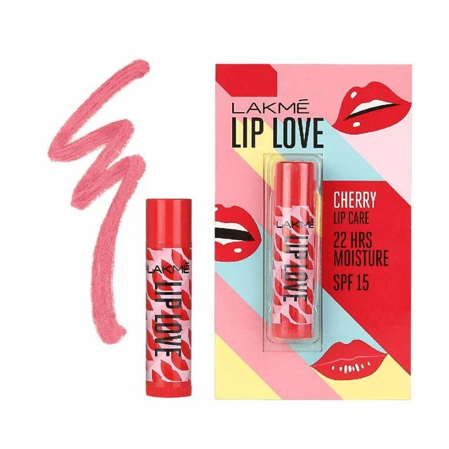 Lakmé Lèvre Amour Baume à Lèvres Cerise, Lèvre Baume Avec SPF 15, 4.5 G