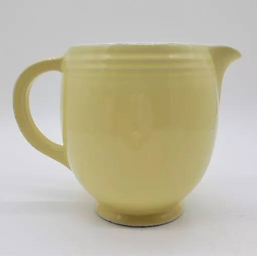 1930s HALL Pottery 5-Band Footed Batter Milk Pitcher Jug 5” Canary Yellow READ