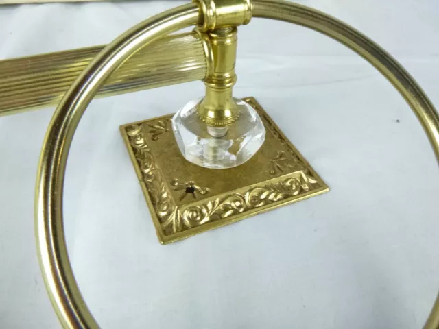 NOS Vtg Ornate Brass Tone Towel Bar w/ Rings & Lucite Accents 18"
