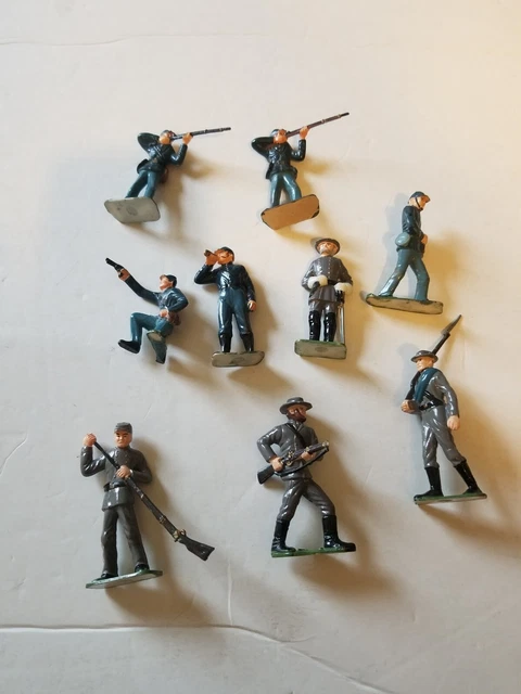 Vintage Marx Civil War Hard Plastic Union And Confederate Soldier Lot 9