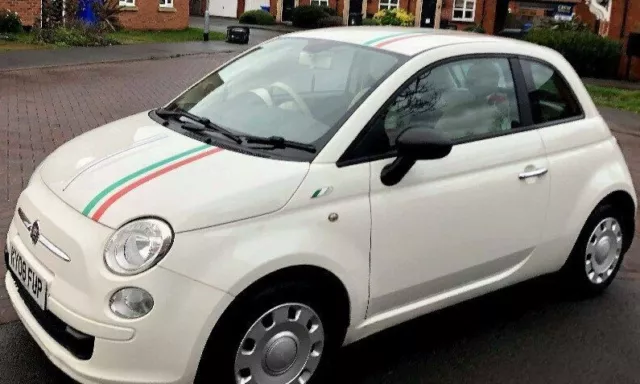 Fiat 500 595 Italian flag racing stripes bonnet roof boot decal graphics OTT90