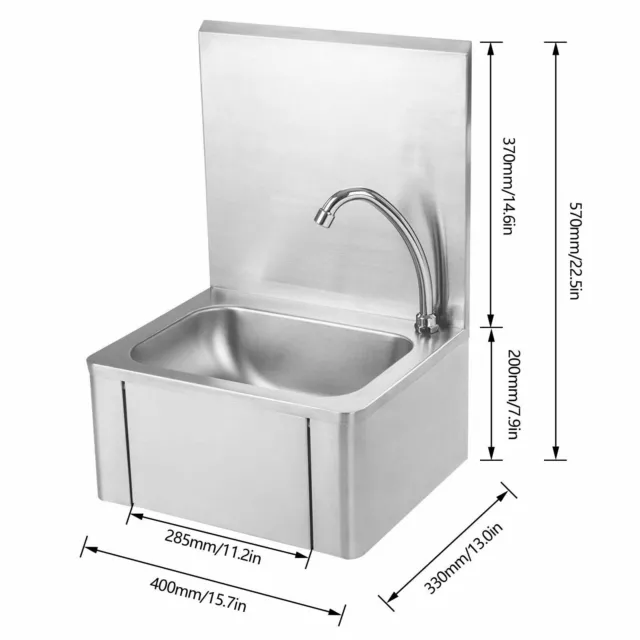 Commercial Knee Operated Hand Wash Sink Stainless Steel Kitchen