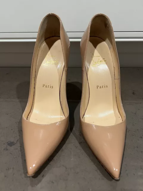 Christian Louboutin So Kate Beige Nude Patent Leather Heels 120 Mm Size 37