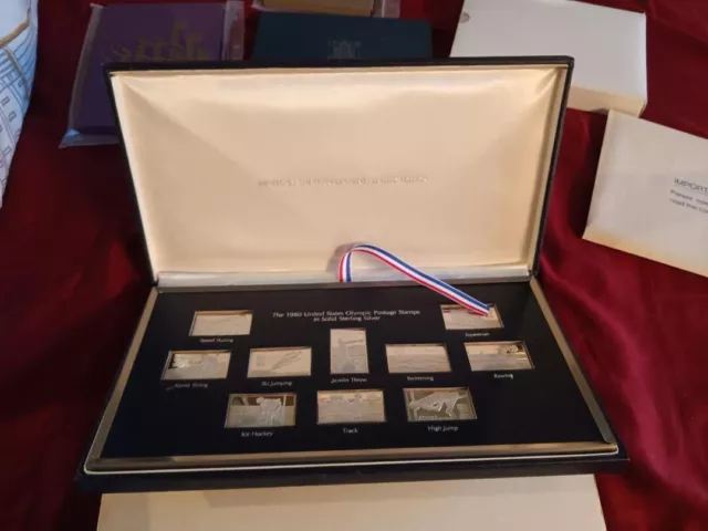 Franklin Mint Silver 1980 Olympic Postage Stamps