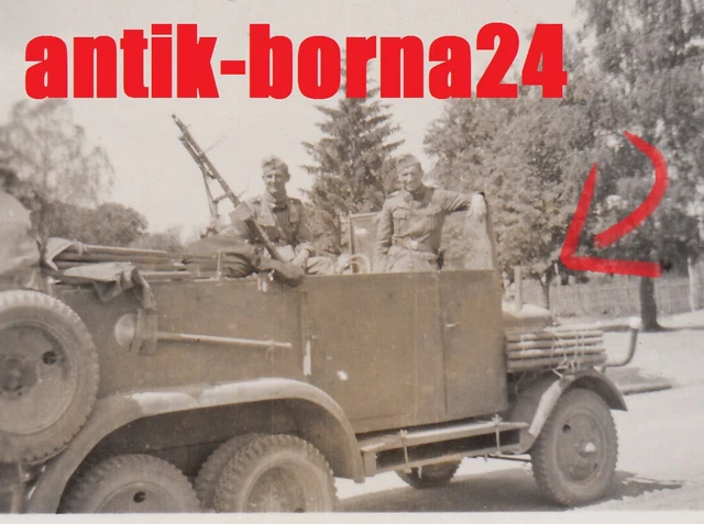 Foto Soldat Gebirgs-Division Transporter MG LKW Büssing NAG Sonderaufbau *250