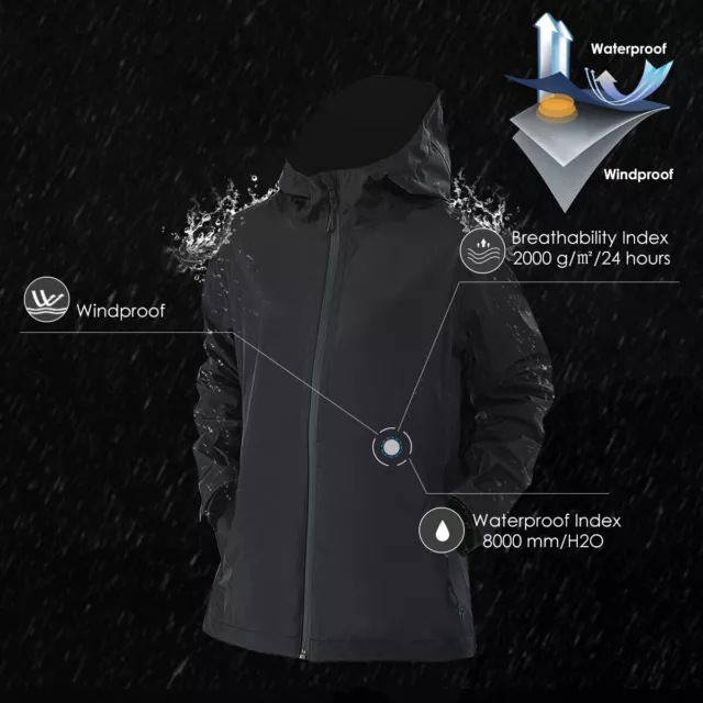 WOMEN'S WATERPROOF RAIN Jacket Windproof Hooded Raincoat Shell with ...
