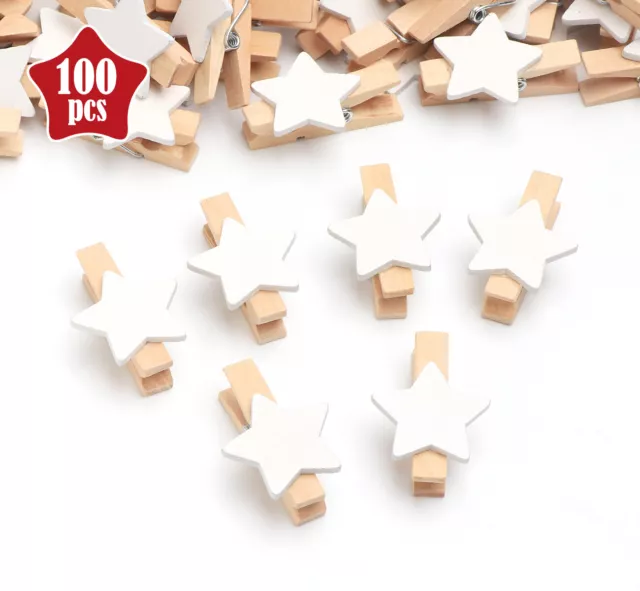 100 Stück Sternen Wäscheklammer Holz Weihnachten Holzklammern zum Foto