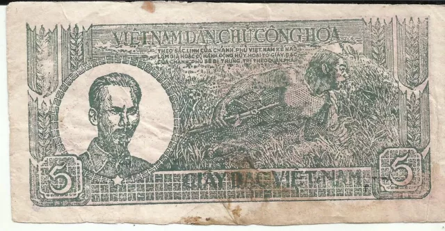 Vietnam 5 Dong 1948  P 17. Jungle Money. Fine Condition. 4Rw 22Mar