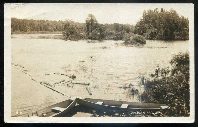 INDIAN RIVER New York 1910s Boating. Real Photo Postcard