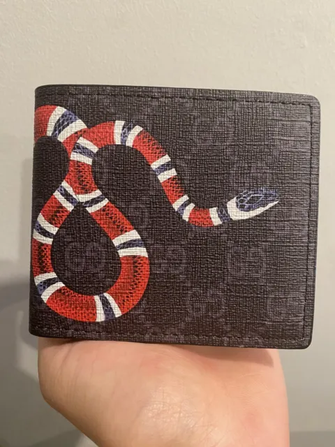 STEAL 👍 Gucci Black GG Monogram Supreme Kingsnake Snake Logo Flap Bifold  Wallet Authentic, Luxury, Bags & Wallets on Carousell