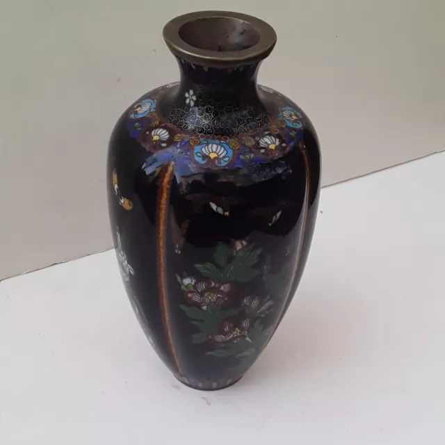 Very Fine Japanese Cloisonne Gourd Panel Vase Meiji Period