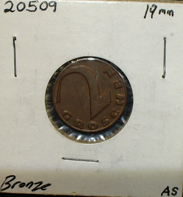 Austria 1930 Uncirculated 2 Groschen Bronze Coin 2