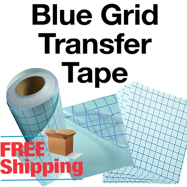 Blue Grid Clear Transfer Paper Tape Vinyl Crafts - 1 roll 12"x5' - BEST SELLER