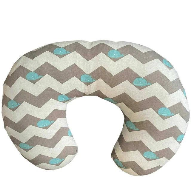 Cosmoplus Nursing Pillow Whale Print White Blue Zipper